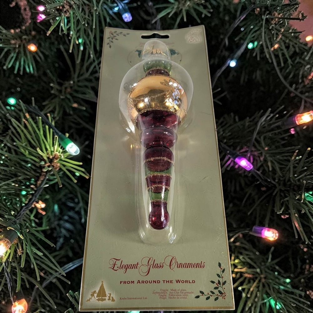 Krebs International Elegant Glass Ornament Spire Finial Germany Around The World